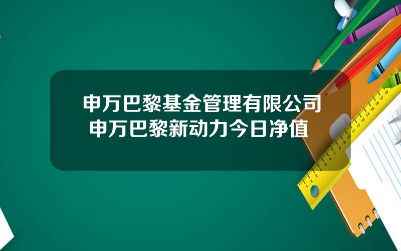 申万巴黎基金管理有限公司 申万巴黎新动力今日净值